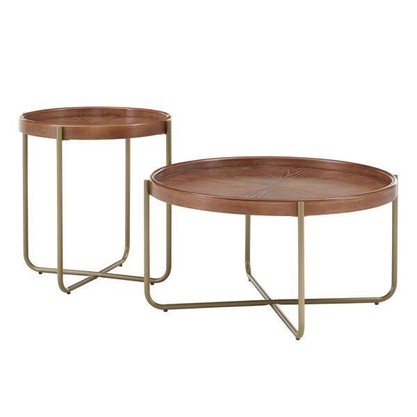 Adam Gold and Wood Table Set, image 1